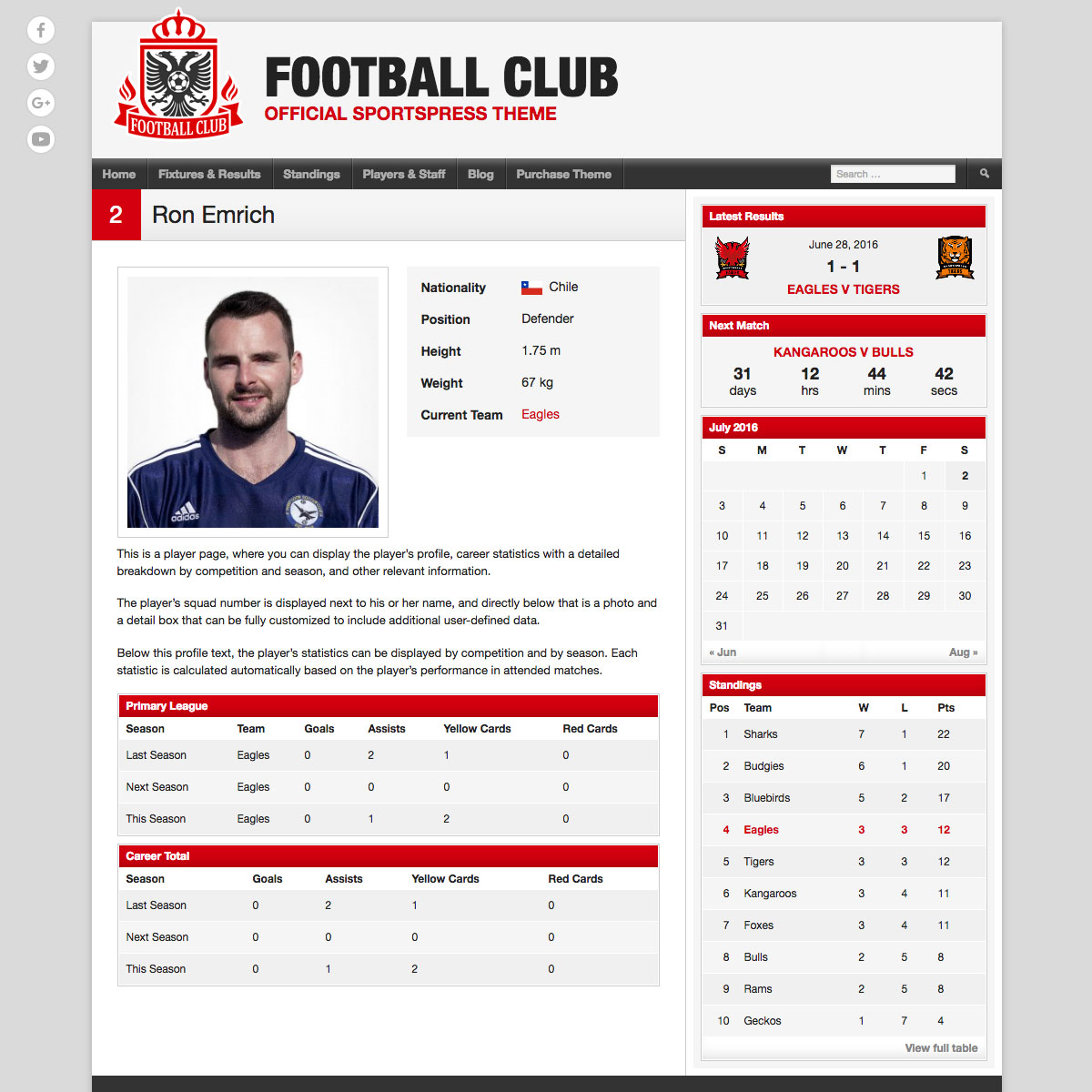 Football Club player profile