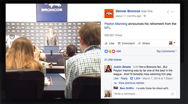 Denver Broncos using live video to increase engagement