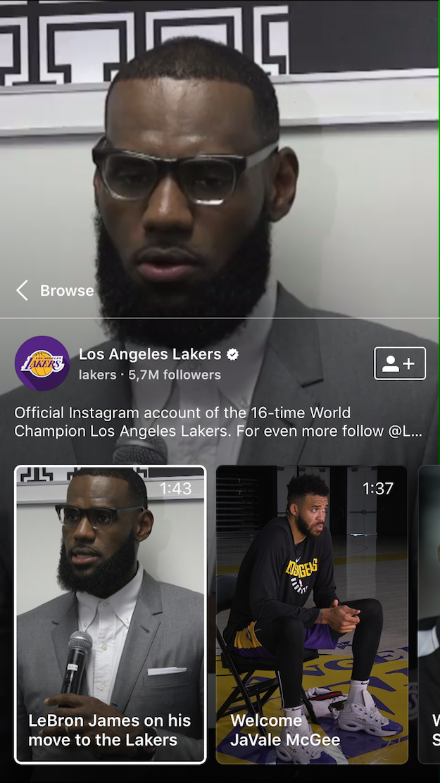 LA Lakers IGTV