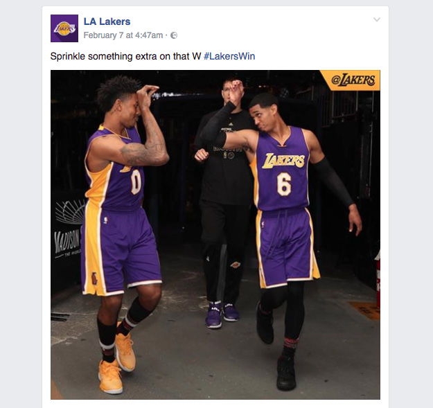 LA Lakers celebrating a win 