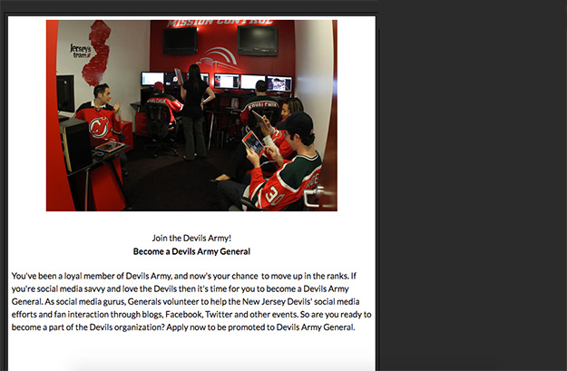 New Jersey Devils founded Mission Control, digital communications center run by their fans to increase their brand's reach on social media