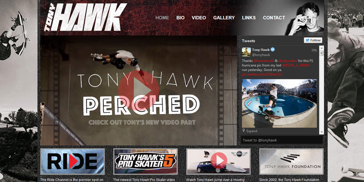 Tony Hawk famous teams athletes using WordPress