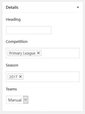 add league table details