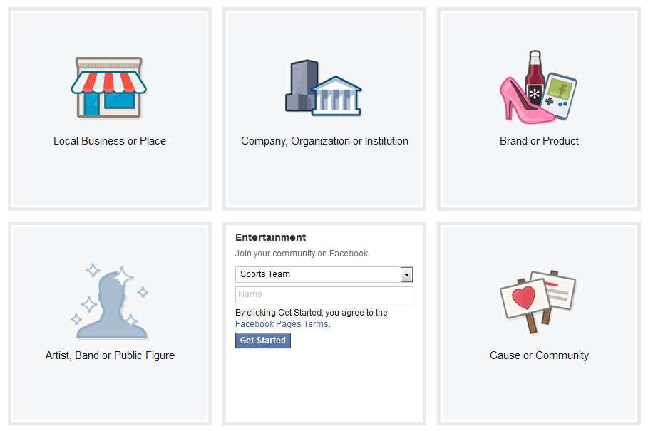 choose Facebook page category