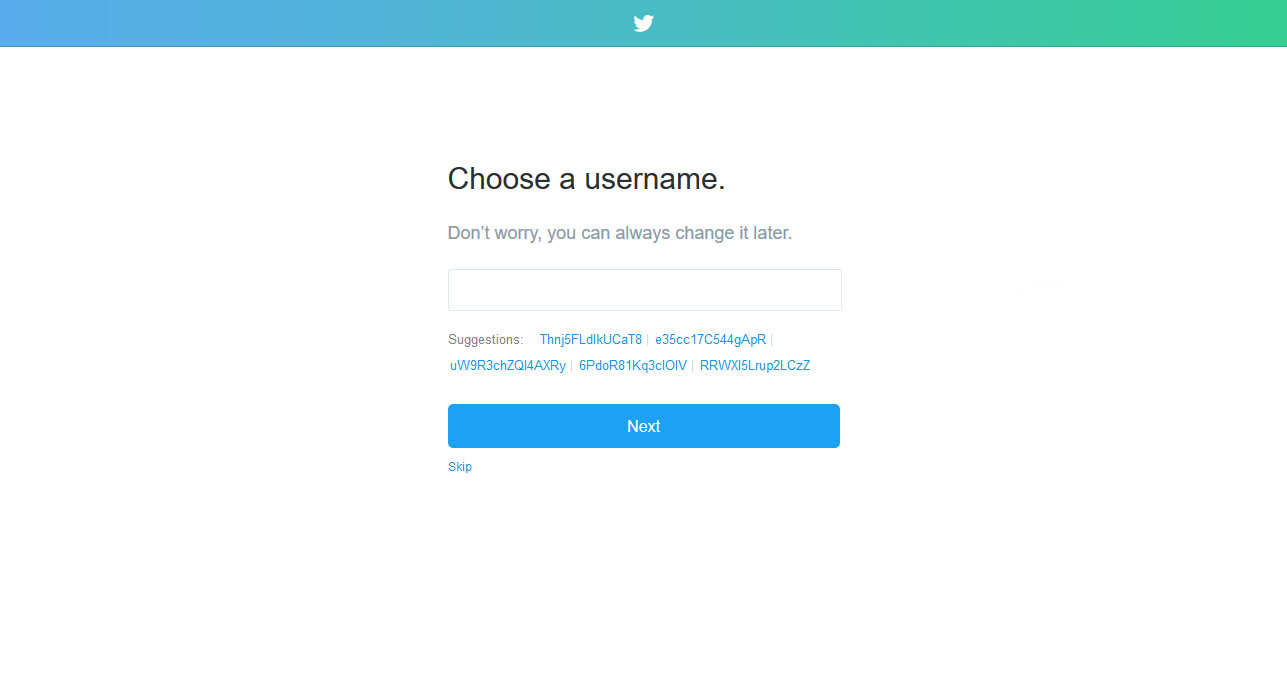 choose Twitter username