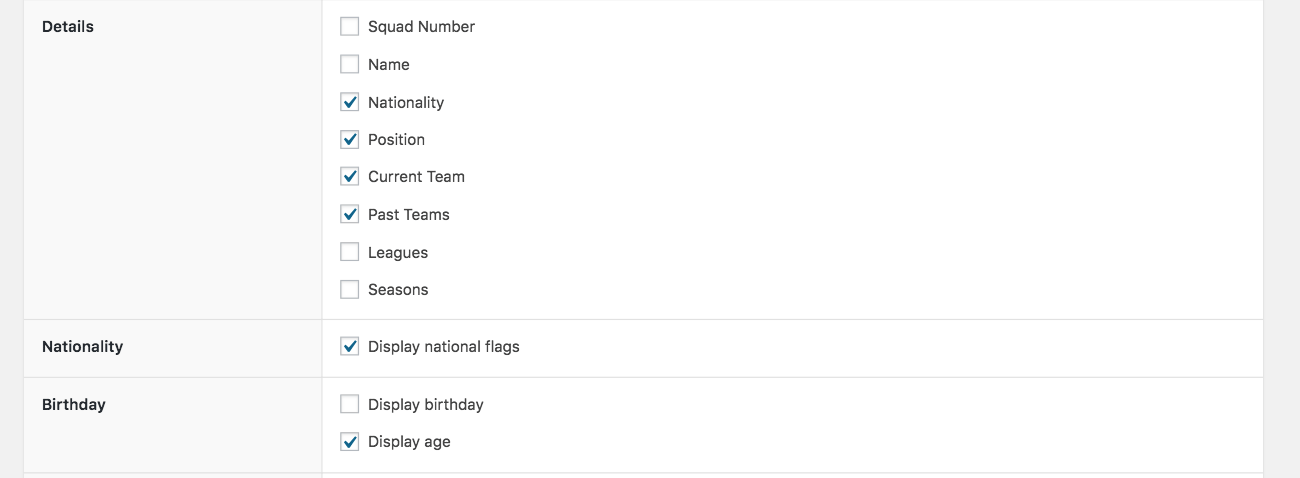 Details, nationality and birthday options in the settings